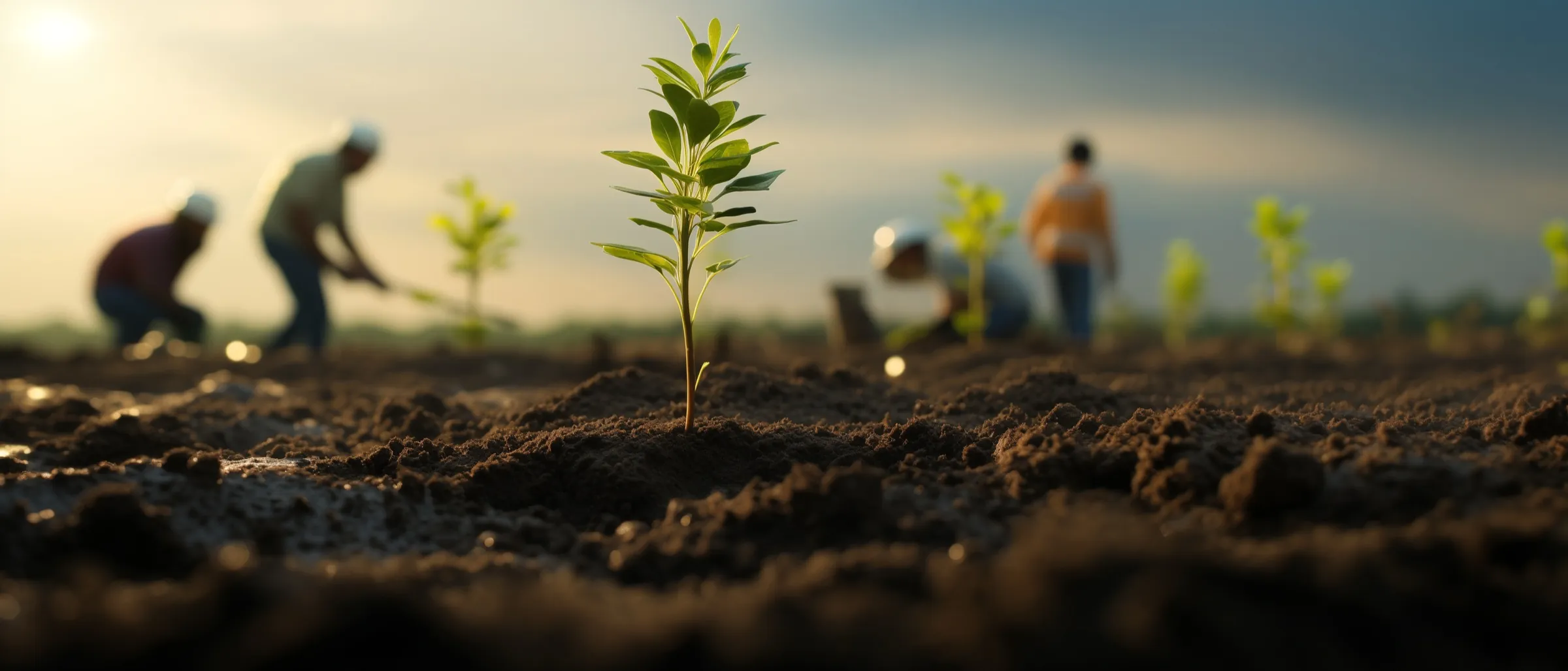 Sapling planted at a reforestation site